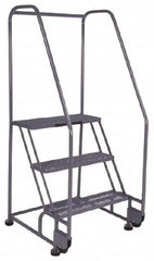 PW Platforms - 3 Step, 60 Inch Overall Height, Grip Strut Tread, Tilt and Roll Safety Ladder - 350 Lb. Load Capacity, 30 Inch Platform Height, 28 Inch Base Width x 30 Inch Base Depth - Americas Industrial Supply