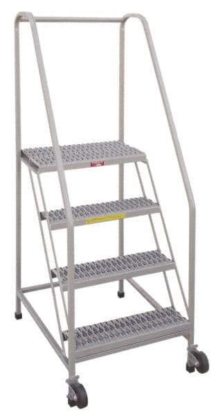 PW Platforms - 5 Step, 80 Inch Overall Height, Grip Strut Tread, Tilt and Roll Safety Ladder - 350 Lb. Load Capacity, 50 Inch Platform Height, 28 Inch Base Width x 43 Inch Base Depth - Americas Industrial Supply