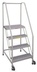 PW Platforms - 4 Step, 70 Inch Overall Height, Grip Strut Tread, Tilt and Roll Safety Ladder - 350 Lb. Load Capacity, 40 Inch Platform Height, 28 Inch Base Width x 37 Inch Base Depth - Americas Industrial Supply