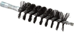 Schaefer Brush - 4-1/2" Brush Length, 1-3/4" Diam, Double Stem, Single Spiral Flue Brush - 7-1/2" Long, Tempered Steel Wire, 1/4" NPSM Male Connection - Americas Industrial Supply