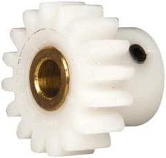 Made in USA - 24 Pitch, 0.667" Pitch Diam, 3/4" OD, 16 Tooth Spur Gear - 1/4" Face Width, 3/16" Bore Diam, 31/64" Hub Diam, 20° Pressure Angle, Acetal - Americas Industrial Supply