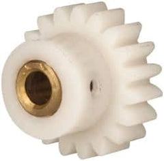 Made in USA - 24 Pitch, 0.791" Pitch Diam, 7/8" OD, 19 Tooth Spur Gear - 1/4" Face Width, 3/16" Bore Diam, 35/64" Hub Diam, 20° Pressure Angle, Acetal - Americas Industrial Supply