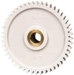 Made in USA - 24 Pitch, 2" Pitch Diam, 2.083" OD, 48 Tooth Spur Gear - 1/4" Face Width, 5/16" Bore Diam, 43/64" Hub Diam, 20° Pressure Angle, Acetal - Americas Industrial Supply