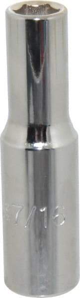 Proto - 7/16", 1/2" Drive, Deep Hand Socket - 6 Points, 3-1/4" OAL, Chrome Finish - Americas Industrial Supply