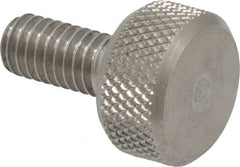 Morton Machine Works - M4x0.70 Knurled Shoulderless Grade 303 Stainless Steel Thumb Screw - 14mm OAL, 9.5mm Head Diam x 5mm Head Height - Americas Industrial Supply