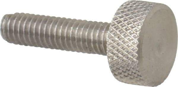 Morton Machine Works - M4x0.70 Knurled Shoulderless Grade 303 Stainless Steel Thumb Screw - 21mm OAL, 9.5mm Head Diam x 5mm Head Height - Americas Industrial Supply