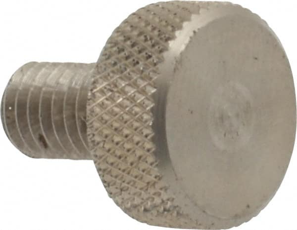 Morton Machine Works - M5x0.80 Knurled Shoulderless Grade 303 Stainless Steel Thumb Screw - 14mm OAL, 11.5mm Head Diam x 5mm Head Height - Americas Industrial Supply