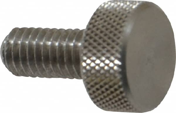 Morton Machine Works - M6x1.00 Knurled Shoulderless Grade 303 Stainless Steel Thumb Screw - 19mm OAL, 13mm Head Diam x 6mm Head Height - Americas Industrial Supply