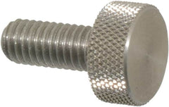 Morton Machine Works - M6x1.00 Knurled Shoulderless Grade 303 Stainless Steel Thumb Screw - 14mm OAL, 13mm Head Diam x 6mm Head Height - Americas Industrial Supply