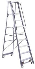 Louisville - 96" 8 Step Ladder - Rolling Platform Ladder, 300 Lb Capacity, 8" Platform Height, 30-1/4" Base Width x 65-3/4" Base Depth - Americas Industrial Supply