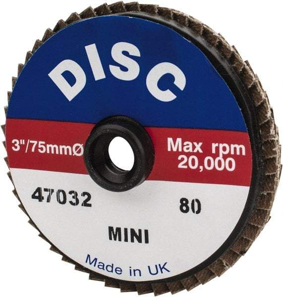 Garryson - 80 Grit, 3" Disc Diam, Type 27 Zirconia Alumina Flap Disc - 20,000 Max RPM, Nylon Backing, Quick Change Type S Attaching System, Coated - Americas Industrial Supply