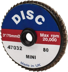 Garryson - 80 Grit, 3" Disc Diam, Type 27 Zirconia Alumina Flap Disc - 20,000 Max RPM, Nylon Backing, Quick Change Type S Attaching System, Coated - Americas Industrial Supply