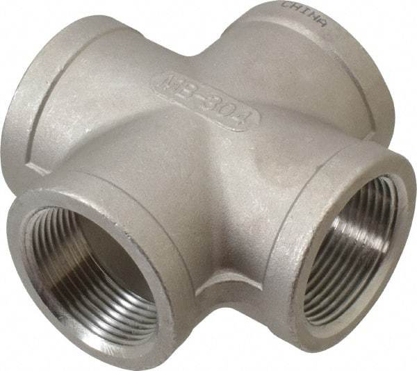 Merit Brass - 1-1/4" Grade 304 Stainless Steel Pipe Cross - FNPT End Connections, 150 psi - Americas Industrial Supply