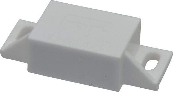 Sugatsune - 1-31/32" Long x 53/64" Wide x 1/2" High, Polyacetal, Neodymium & 316 Stainless Sealed Neodymium Magnet Catch - White Finish, 9.9 Magnetic Force, 15/16" Long Strike, 19/32" Wide Strike - Americas Industrial Supply