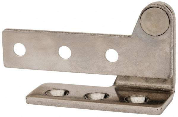 Sugatsune - 2-9/16" Long x 1-1/8" Wide x 1/8" Thick, Satin Finish Stainless Steel, Left Hand Overlay Pivot Hinge - 5/16" Pin Diam - Americas Industrial Supply