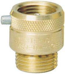 Watts - 3/4" Pipe, Brass, Coated Brass, Hose Connection Vacuum Breaker - Brass Seal, Stainless Steel Spring, FNPT x MNPT End Connections - Americas Industrial Supply