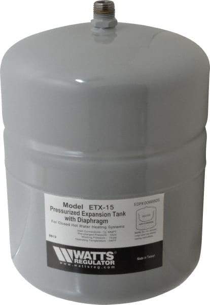 Watts - 1.0 Gallon Capacity, 2.1 Gallon Tank, 8 Inch Diameter, 12-1/2 Inch High, 1/2 Inch Port, Expansion Tank - Steel, Polymer Coating - Americas Industrial Supply