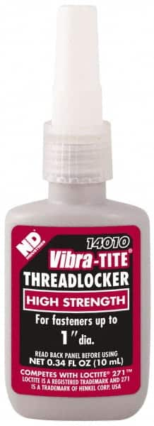 Vibra-Tite - 10 mL Bottle, Red, High Strength Liquid Threadlocker - Series 140, 24 hr Full Cure Time, Hand Tool, Heat Removal - Americas Industrial Supply