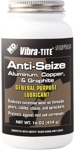 Vibra-Tite - 16 oz Can Anti-Seize Anti-Seize Lubricant - Aluminum/Copper/Graphite, -65 to 1,600°F, Silver Colored, Water Resistant - Americas Industrial Supply