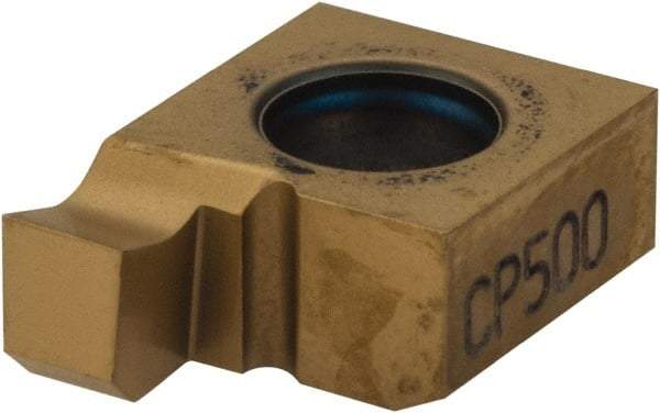 Seco - 0869NR FG Grade CP500, 0.086" Cutting Width Carbide Grooving Insert - 0.086" Max Depth of Cut, Right Hand, TiAlN/TiN Finish - Americas Industrial Supply