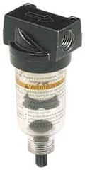 Wilkerson - 1/4" Port Coalescing Filter - Polycarbonate Bowl, Piston Drain, 150 Max psi, 1.69" Wide x 4.26" High - Americas Industrial Supply