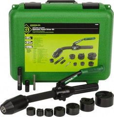 Greenlee - 11 Piece, 1/2 to 2" Punch Hole Diam, Hydraulic Punch Driver Kit - Round Punch, 10 Gage Mild Steel - Americas Industrial Supply