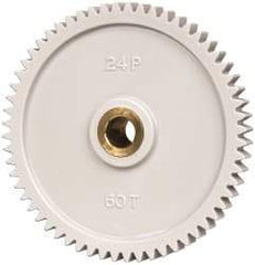 Made in USA - 24 Pitch, 2-1/2" Pitch Diam, 2.583" OD, 60 Tooth Spur Gear - 1/4" Face Width, 5/16" Bore Diam, 43/64" Hub Diam, 20° Pressure Angle, Acetal - Americas Industrial Supply