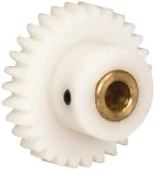 Made in USA - 32 Pitch, 15/16" Pitch Diam, 1" OD, 30 Tooth Spur Gear - 3/16" Face Width, 3/16" Bore Diam, 9/16" Hub Diam, 20° Pressure Angle, Acetal - Americas Industrial Supply