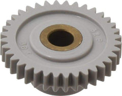 Made in USA - 32 Pitch, 1-1/8" Pitch Diam, 1-3/16" OD, 36 Tooth Spur Gear - 3/16" Face Width, 1/4" Bore Diam, 39/64" Hub Diam, 20° Pressure Angle, Acetal - Americas Industrial Supply