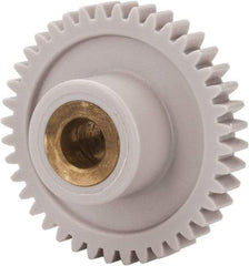 Made in USA - 32 Pitch, 1-1/4" Pitch Diam, 1-5/16" OD, 40 Tooth Spur Gear - 3/16" Face Width, 1/4" Bore Diam, 39/64" Hub Diam, 20° Pressure Angle, Acetal - Americas Industrial Supply