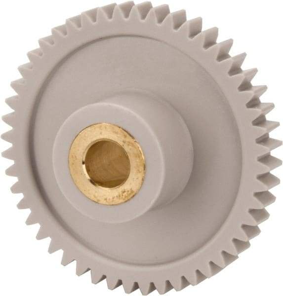 Made in USA - 32 Pitch, 1-1/2" Pitch Diam, 1-9/16" OD, 48 Tooth Spur Gear - 3/16" Face Width, 1/4" Bore Diam, 5/8" Hub Diam, 20° Pressure Angle, Acetal - Americas Industrial Supply