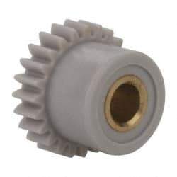 Made in USA - 48 Pitch, 1/2" Pitch Diam, 0.542" OD, 24 Tooth Spur Gear - 1/8" Face Width, 1/8" Bore Diam, 13/32" Hub Diam, 20° Pressure Angle, Acetal - Americas Industrial Supply