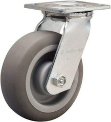 Hamilton - 6" Diam x 2" Wide x 7-1/2" OAH Top Plate Mount Swivel Caster - Rubber Mold on Polyolefin, 410 Lb Capacity, Straight Roller Bearing, 4 x 4-1/2" Plate - Americas Industrial Supply