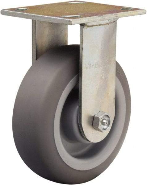 Hamilton - 6" Diam x 2" Wide x 7-1/2" OAH Top Plate Mount Rigid Caster - Rubber Mold on Polyolefin, 410 Lb Capacity, Straight Roller Bearing, 4 x 4-1/2" Plate - Americas Industrial Supply