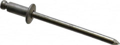 Marson - Button Head Aluminum Open End Blind Rivet - Aluminum Mandrel, 0.032" to 1/8" Grip, 1/4" Head Diam, 0.129" to 0.133" Hole Diam, 0.275" Length Under Head, 1/8" Body Diam - Americas Industrial Supply