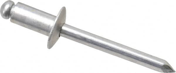 Marson - Button Head Aluminum Open End Blind Rivet - Aluminum Mandrel, 0.126" to 1/4" Grip, 1/2" Head Diam, 0.257" to 0.261" Hole Diam, 1/2" Length Under Head, 1/4" Body Diam - Americas Industrial Supply