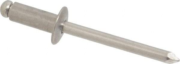 Marson - Button Head Aluminum Open End Blind Rivet - Aluminum Mandrel, 0.251" to 3/8" Grip, 1/2" Head Diam, 0.257" to 0.261" Hole Diam, 5/8" Length Under Head, 1/4" Body Diam - Americas Industrial Supply