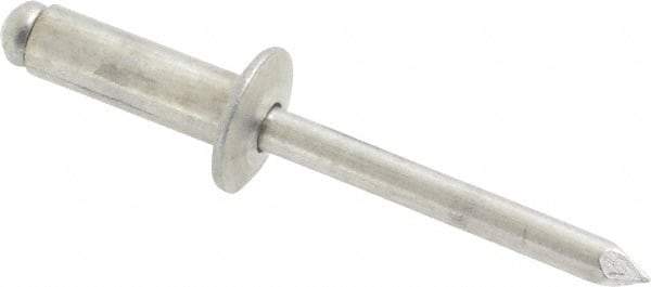 Marson - Button Head Aluminum Open End Blind Rivet - Aluminum Mandrel, 0.376" to 1/2" Grip, 1/2" Head Diam, 0.257" to 0.261" Hole Diam, 3/4" Length Under Head, 1/4" Body Diam - Americas Industrial Supply