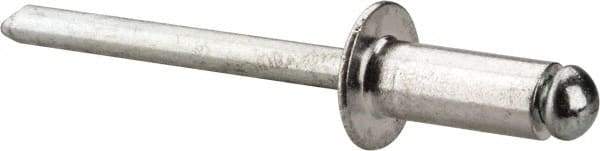 Marson - Button Head Aluminum Open End Blind Rivet - Steel Mandrel, 3/16" to 1/4" Grip, 3/8" Head Diam, 0.192" to 0.196" Hole Diam, 0.45" Length Under Head, 3/16" Body Diam - Americas Industrial Supply