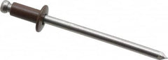 Marson - Button Head Aluminum Open End Blind Rivet - Aluminum Mandrel, 0.063" to 1/8" Grip, 1/4" Head Diam, 0.129" to 0.133" Hole Diam, 0.275" Length Under Head, 1/8" Body Diam - Americas Industrial Supply