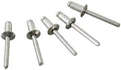 Marson - Button Head Aluminum Open End Blind Rivet - Aluminum Mandrel, 1/32" to 1/8" Grip, 3/8" Head Diam, 0.192" to 0.196" Hole Diam, 0.325" Length Under Head, 3/16" Body Diam - Americas Industrial Supply