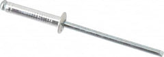 Marson - Button Head Aluminum Open End Blind Rivet - Steel Mandrel, 0.376" to 1/2" Grip, 1/4" Head Diam, 0.129" to 0.133" Hole Diam, 0.65" Length Under Head, 1/8" Body Diam - Americas Industrial Supply