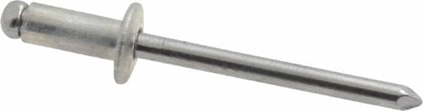 Marson - Button Head Aluminum Open End Blind Rivet - Steel Mandrel, 3/16" to 1/4" Grip, 3/8" Head Diam, 0.192" to 0.196" Hole Diam, 0.45" Length Under Head, 3/16" Body Diam - Americas Industrial Supply