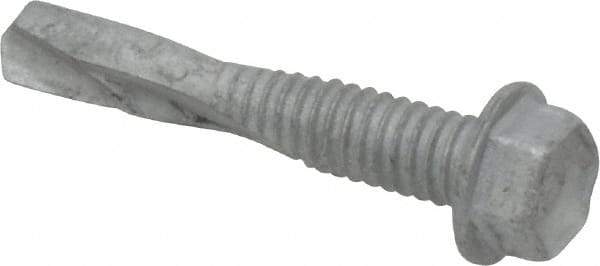 Buildex - #12, Hex Washer Head, Hex Drive, 1-1/4" Length Under Head, #5 Point, Self Drilling Screw - Steel - Americas Industrial Supply
