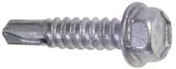 Buildex - #12, Hex Washer Head, Hex Drive, 4" Length Under Head, #3 Point, Self Drilling Screw - Steel - Americas Industrial Supply