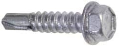 Buildex - 1/4", Hex Washer Head, Hex Drive, 4" Length Under Head, #4 Point, Self Drilling Screw - Steel - Americas Industrial Supply