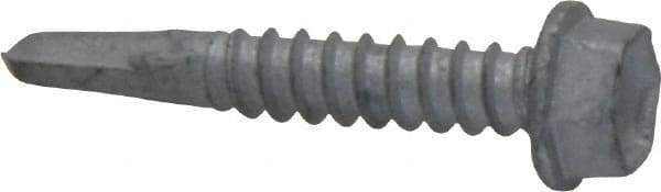 Buildex - #12, Hex Washer Head, Hex Drive, 1-1/4" Length Under Head, #2 Point, Self Drilling Screw - Steel - Americas Industrial Supply