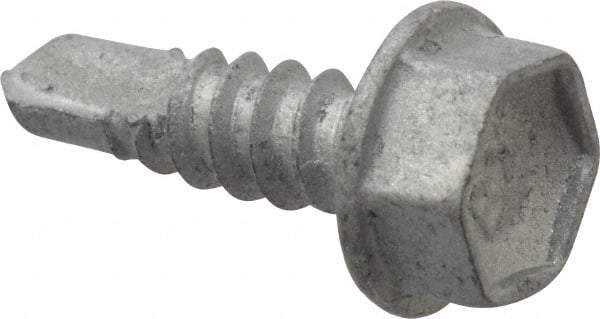 Buildex - #10, Hex Washer Head, Hex Drive, 5/8" Length Under Head, #3 Point, Self Drilling Screw - Steel - Americas Industrial Supply