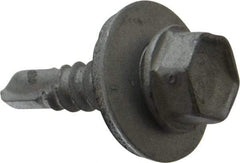 Buildex - #10, Hex Washer Head, Hex Drive, 3/4" Length Under Head, #3 Point, Self Drilling Screw - Steel - Americas Industrial Supply