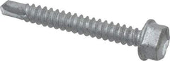 Buildex - #10, Hex Washer Head, Hex Drive, 1-1/2" Length Under Head, #3 Point, Self Drilling Screw - Steel - Americas Industrial Supply